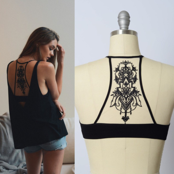 Mesh Detail Racerback Bralette - Picture 3 of 4